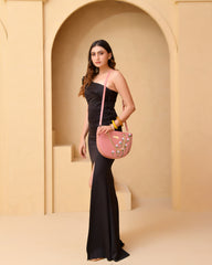 Peach Handpainted U Shape Chain Handle Sling