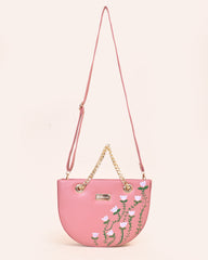 Peach Handpainted U Shape Chain Handle Sling