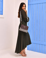Leather Sling Bag Traditional Print