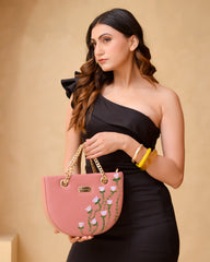 Peach Handpainted U Shape Chain Handle Sling