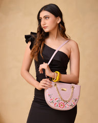 Baby Pink Handpainted U Sling Bag