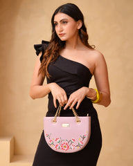 Baby Pink Handpainted U Sling Bag