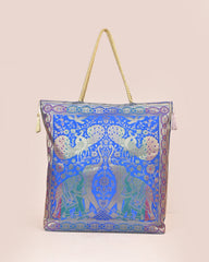 Blue Banarasi Silk Tote Bag