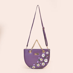 Purple Handpainted U Chain Sling Bag