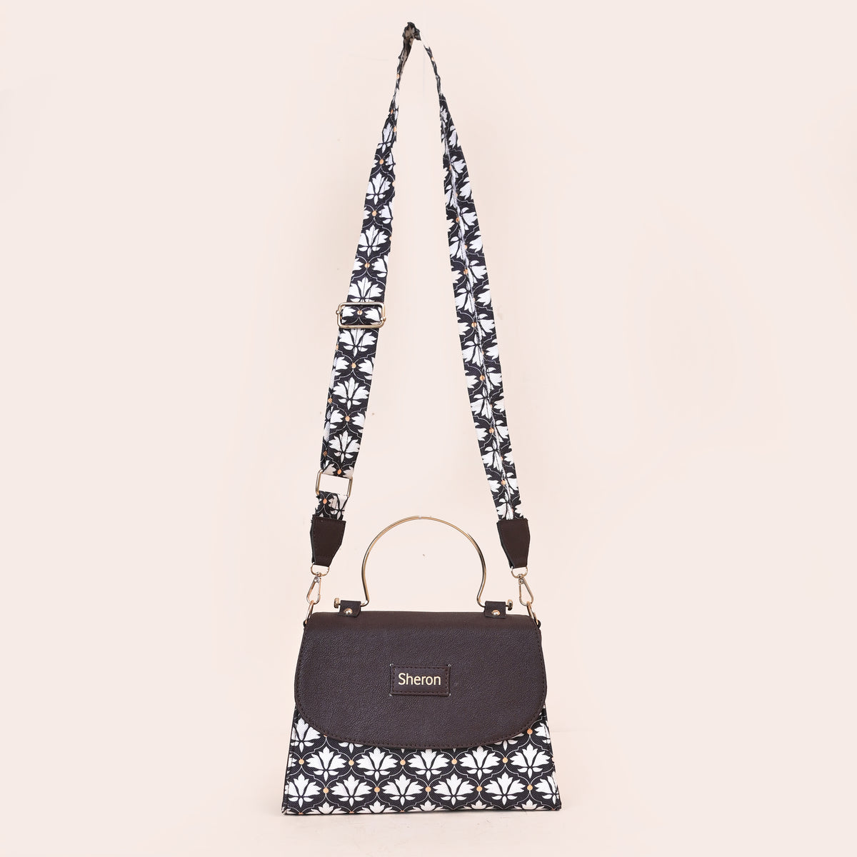 Leather Sling Bag Traditional Print